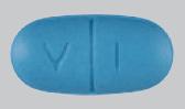 Pill Logo V 1 Blue Oval is Valacyclovir Hydrochloride