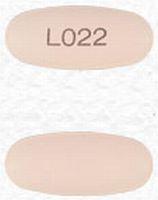 Pill L022 Peach Elliptical/Oval is Levofloxacin