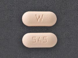 Pill W 545 Peach Capsule/Oblong is Levofloxacin