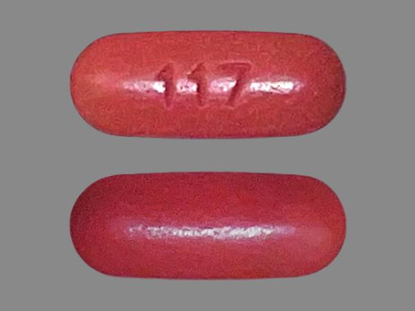 Pill 117 Brown Capsule/Oblong is Ibuprofen