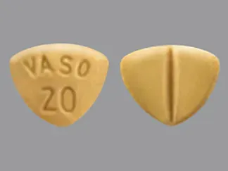 Pill VASO 20 Yellow Three-sided is Vasotec