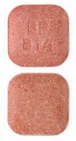 Pill BP 814 Red Four-sided is Multivitamin with Fluoride (Chewable)