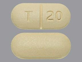 Pill T 20 Yellow Capsule/Oblong is Naproxen