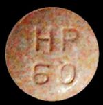 Pill HP 60 Orange Round is Fosinopril Sodium and Hydrochlorothiazide