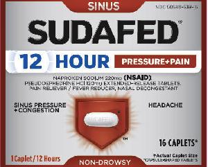 Хапче SUDAFED е Sudafed 12 часа налягане + болка 220 mg / 120 mg