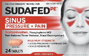 Sudafed PE sinus pressure + pain acetaminophen 325 mg / phenylephrine hydrochloride 5 mg SU PE WL 89