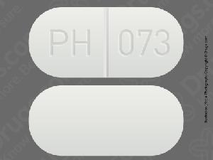 Pill PH 073 White Elliptical/Oval is Chest Congestion Relief DM