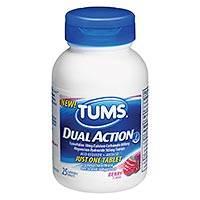 Pill TUMS 3 is Tums Dual Action calcium carbonate 800mg / famotidine 10mg / magnesium hydroxide 165mg