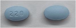 Pill 220 Blue Oval is Naproxen Sodium
