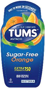 Pill TUMS FREE is Tums Extra Strength 750 (Sugar Free Orange) calcium carbonate 750 mg