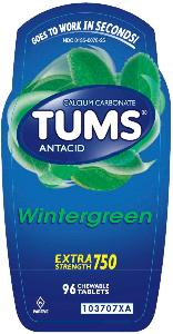 Pill TUMS Green Round is Tums Extra Strength 750 (Wintergreen)