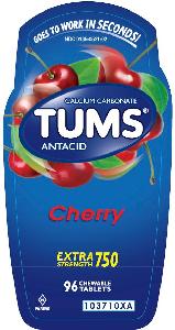 Pill TUMS Pink Round is Tums Extra Strength 750 (Cherry)