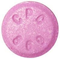 Pill CPC 869 Pink Round is Bismuth Subsalicylate (Chewable)