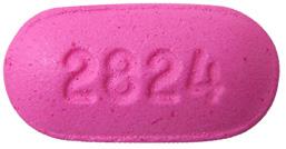 Pill 2824 Pink Capsule/Oblong is Diphenhydramine Hydrochloride