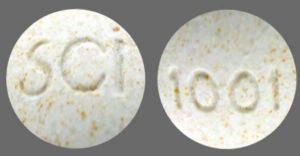 Pill SCI 1001 White Round is Multivitamin with Fluoride (Chewable)