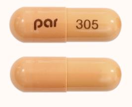 Pill par 305 Peach Capsule/Oblong is Doxycycline Monohydrate