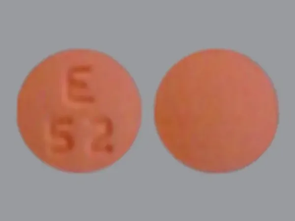 Pill E 52 Peach Round is Quetiapine Fumarate