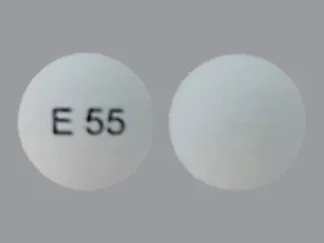Pill E 55 White Round is Quetiapine Fumarate