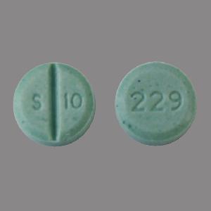 Pill S 10 229 Green Round is Methylphenidate Hydrochloride