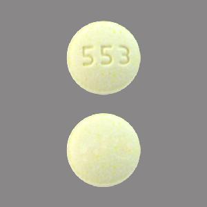 Pill 553 Yellow Round is Olanzapine