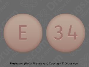 E 34 Pill Pink Round 9mm - Pill Identifier