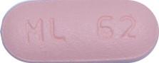 Pill ML 62 Pink Capsule/Oblong is Levofloxacin