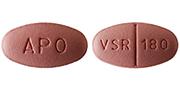 Pill APO VSR 180 Pink Elliptical/Oval is Verapamil Hydrochloride Extended-Release