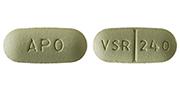 Pill APO VSR 240 Green Capsule/Oblong is Verapamil Hydrochloride Extended-Release