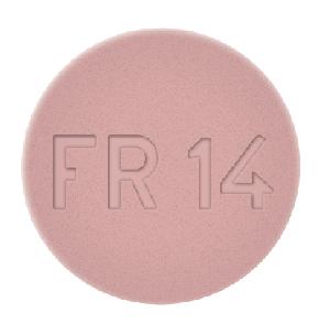 Pill FR 14 Pink Round is Acetaminophen, Guaifenesin and Phenylephrine Hydrochloride