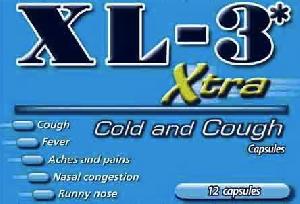 XL-3 Xtra Cold and Cough acetaminophen 250 mg / chlorpheniramine 2 mg / dextromethorphan 10 mg / phenylephrine 5 mg (Xtra)