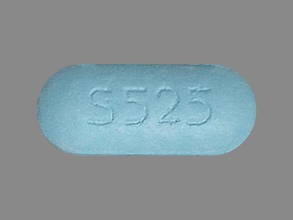 Pill S525 Blue Capsule/Oblong is Acetaminophen and Diphenhydramine Hydrochloride