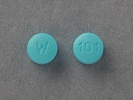 Pill W 101 Blue Round is Bupropion Hydrochloride Extended-Release (SR)