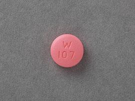 Pill W 107 Pink Round is Bupropion Hydrochloride Extended-Release (SR)
