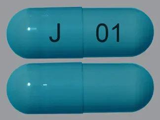 Pill J 01 Blue Capsule/Oblong is Amlodipine Besylate and Benazepril Hydrochloride