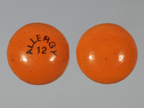 Pill ALLERGY 12 Orange Round is Chlorpheniramine Maleate Extended Release