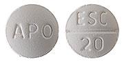 Pill APO ESC 20 White Round is Escitalopram Oxalate