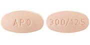 Pill APO 300/12.5 Peach Elliptical/Oval is Hydrochlorothiazide and Irbesartan