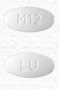 Pill LU M12 White Oval is Irbesartan