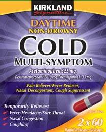 Cold multi-symptom daytime acetaminophen 325 mg / dextromethorphan 10 mg / phenylephrine 5 mg L 0