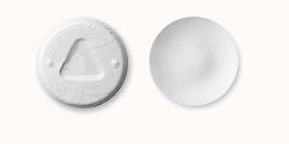 Pill Triangle Logo White Round is Rizatriptan Benzoate (Orally Disintegrating)