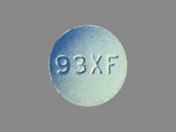 Pill 93XF 57344 Blue Round is Diphenhydramine Hydrochloride