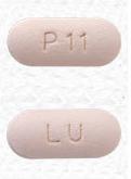 Pill LU P11 Pink Capsule/Oblong is Hydrochlorothiazide and Valsartan