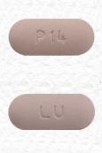 Pill LU P14 Pink Capsule/Oblong is Hydrochlorothiazide and Valsartan