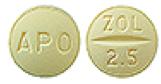 Pill APO ZOL 2.5 Yellow Round is Zolmitriptan