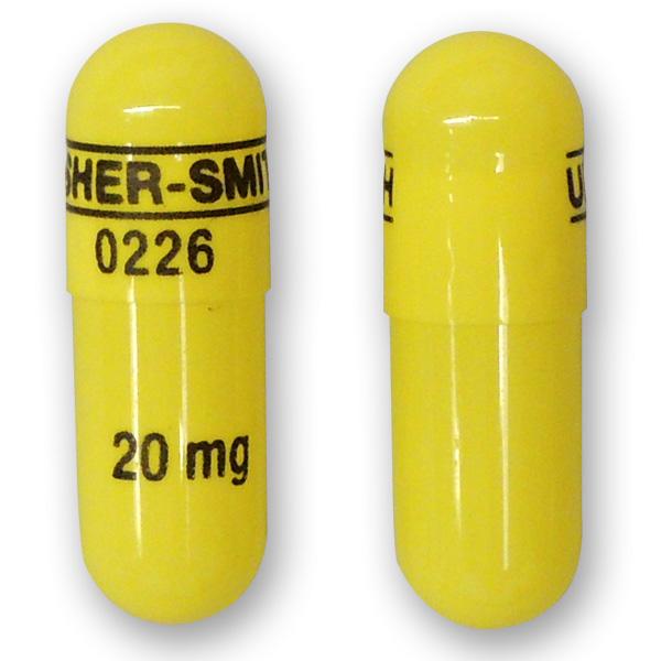 Pill UPSHER-SMITH 0226 20 mg Yellow Capsule/Oblong is Morphine Sulfate Extended-Release