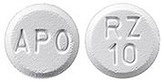 Pill APO RZ 10 White Round is Rizatriptan Benzoate (Orally Disintegrating)