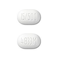 Pill 4833M 15 500 White Capsule-shape is Metformin Hydrochloride and Pioglitazone Hydrochloride