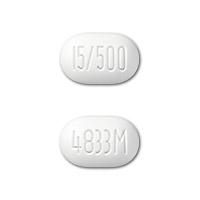 Pill 4833M 15 500 is Metformin Hydrochloride and Pioglitazone Hydrochloride 500 mg / 15 mg