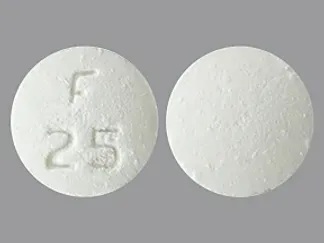 Pill F 25 White Round is Rizatriptan Benzoate (Orally Disintegrating)