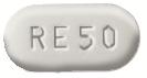 Pill M RE 50 White Capsule/Oblong is Riluzole